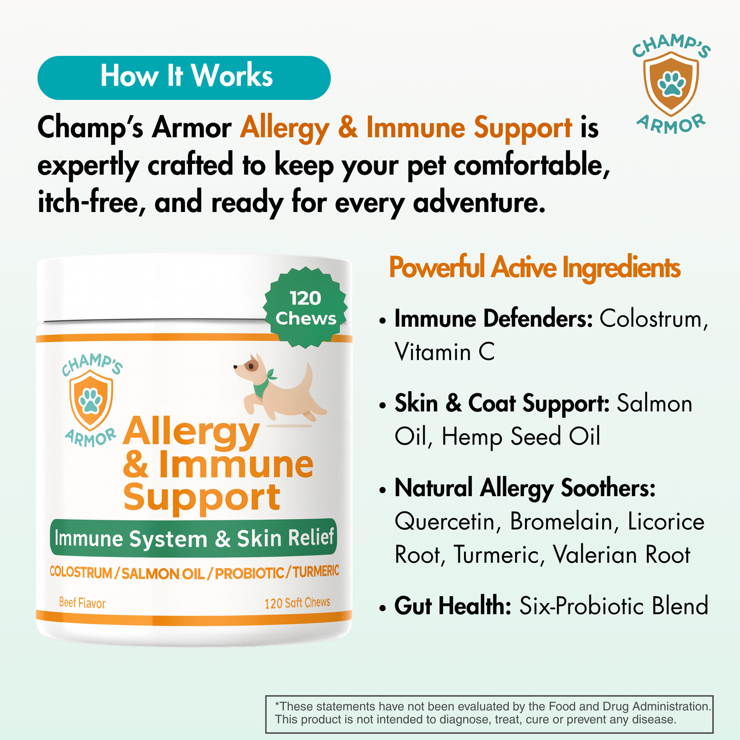 Allergy & Immune Soft Chews for Dogs. Daily Support For Itchy Skin, Immune Health, Seasonal Allergies