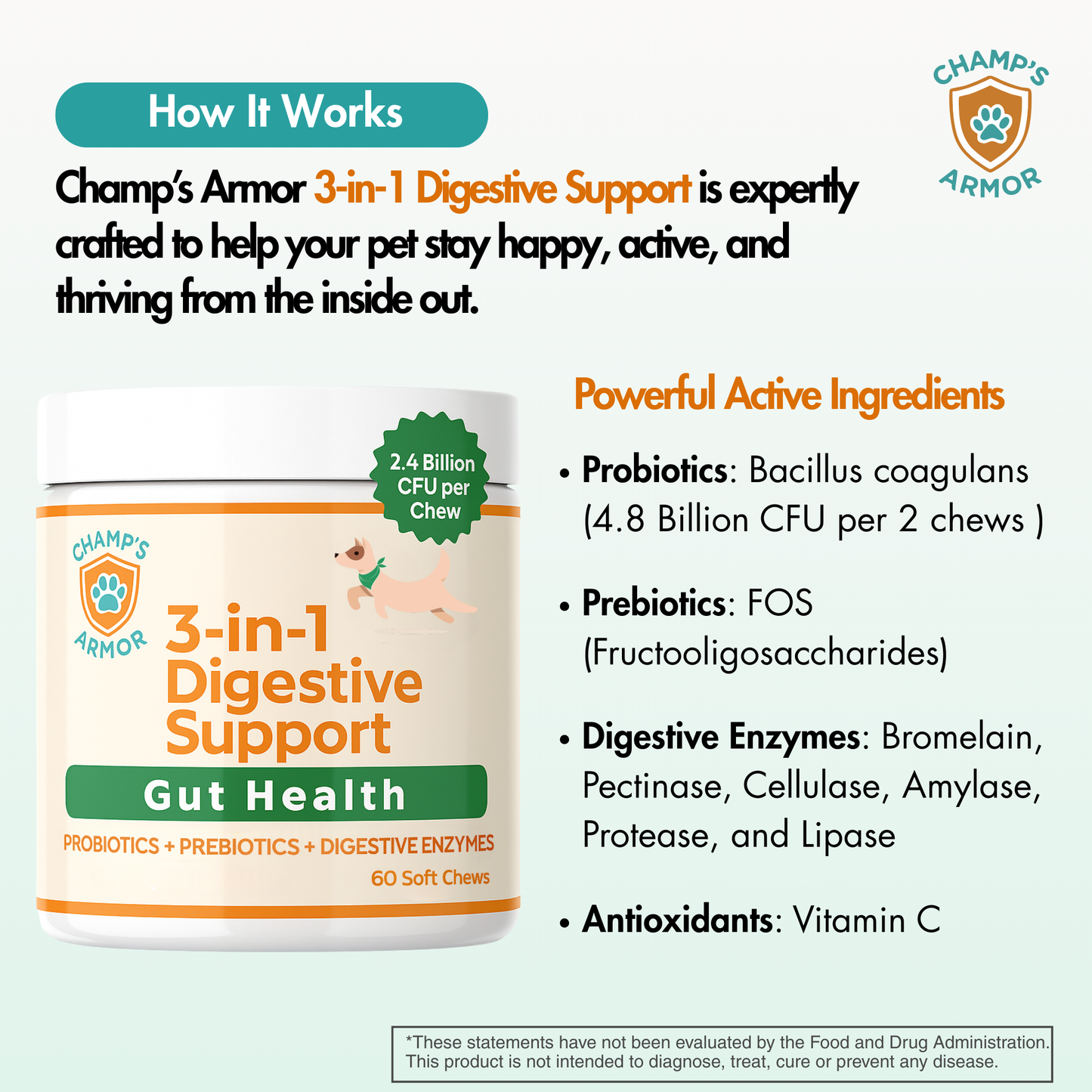 3-in-1 Digestive Support – Probiotics, Prebiotics & Enzymes for Gut Health + Immunity Support