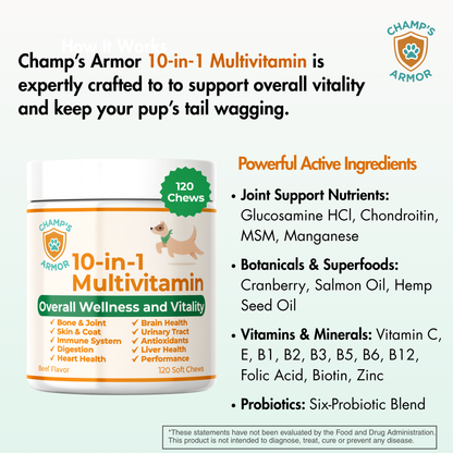 10-in-1 Multivitamin Soft Chews, Complete Daily Support For Dogs